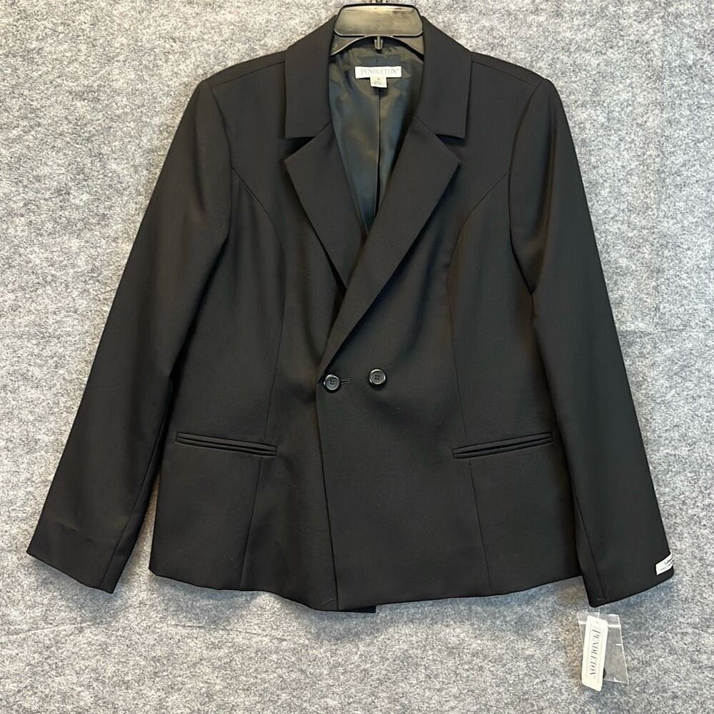 NWT PENDLETON Jacket Women's Size 16 Black Virgin Wool Double‎ Breasted Blazer